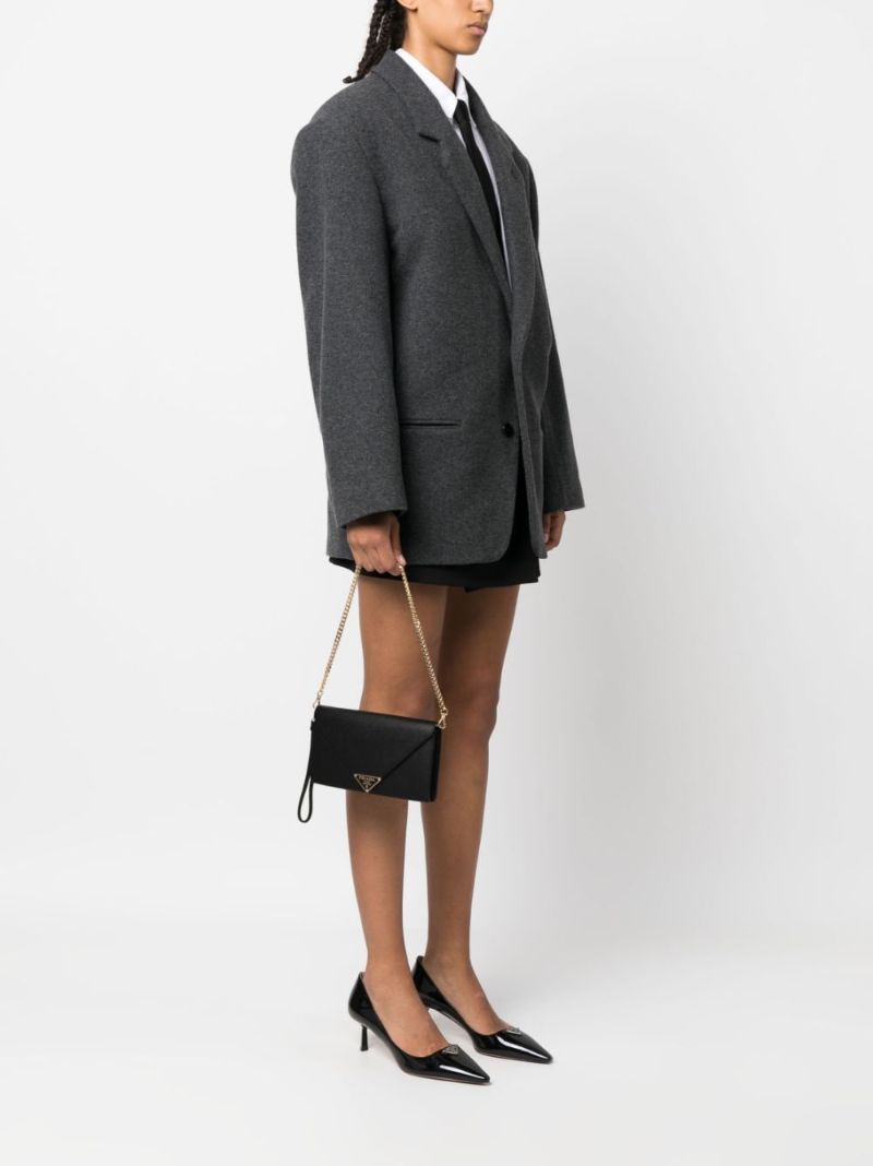 Black Saffiano Leather Envelope Shoulder Bag