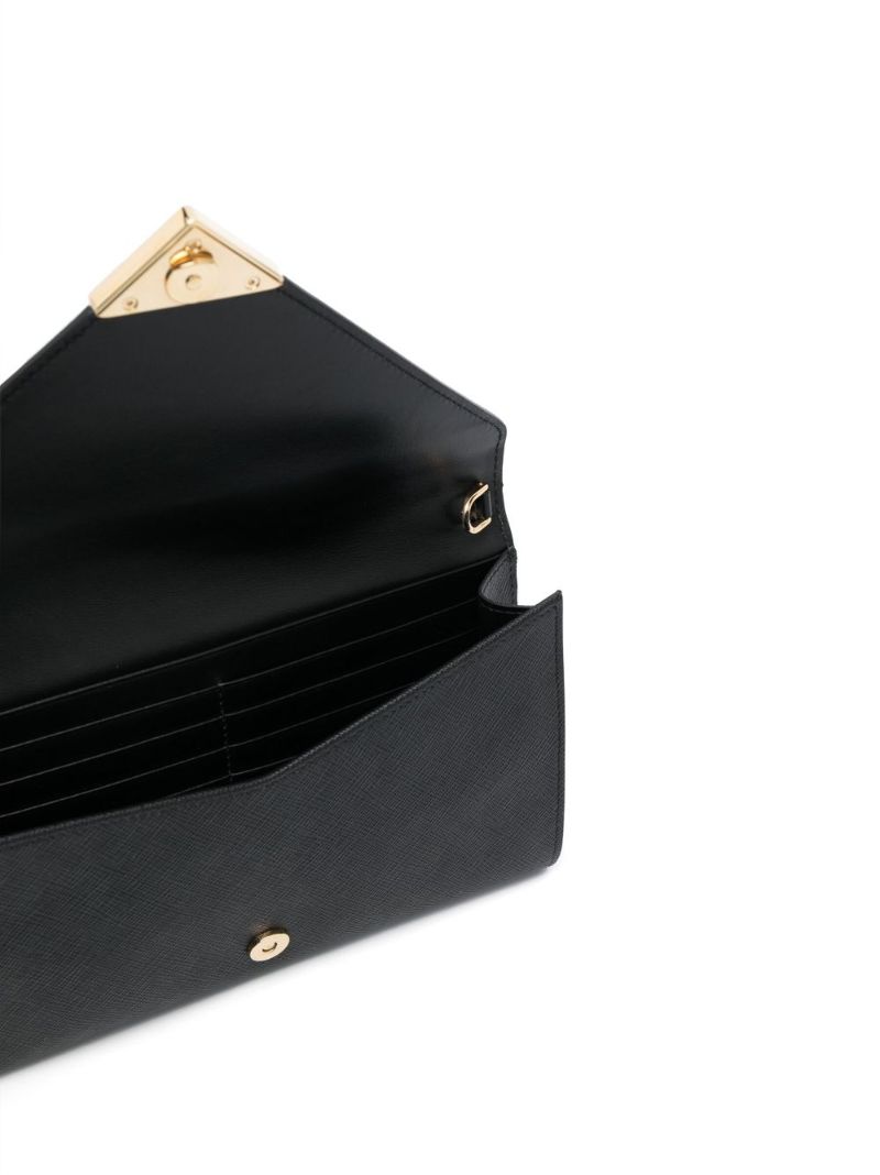 Black Saffiano Leather Envelope Shoulder Bag