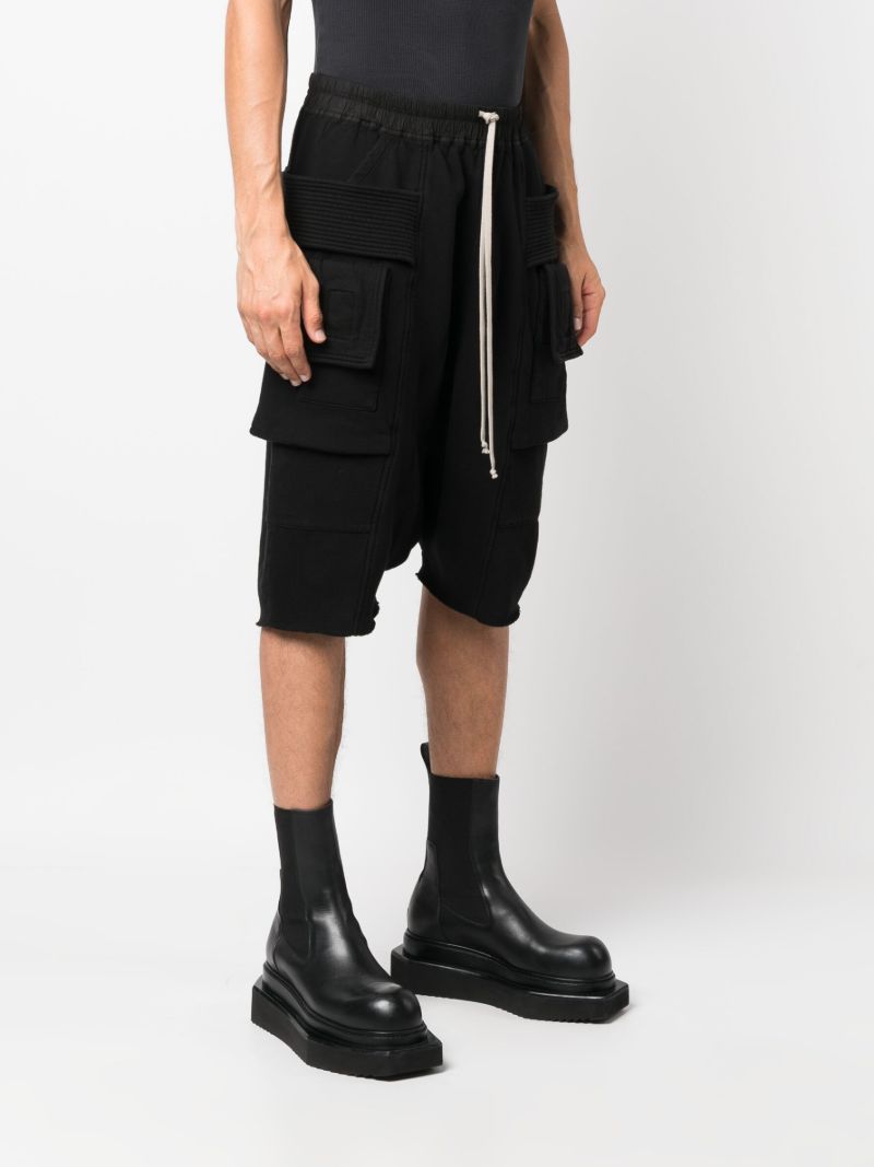 Black Cotton Cargo Track Shorts