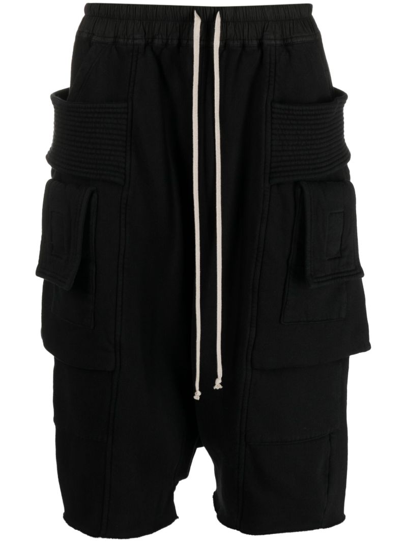 Black Cotton Cargo Track Shorts