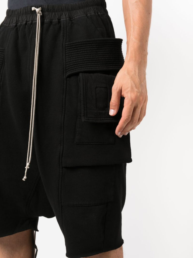 Black Cotton Cargo Track Shorts