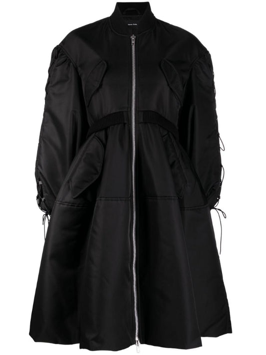Black Puff-sleeve Bomber Jacket
