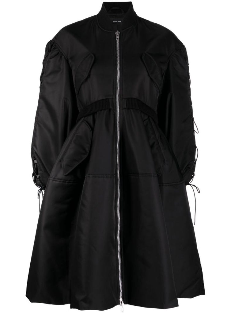 Black Puff-sleeve Bomber Jacket