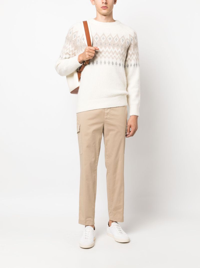 Neutral Fair Isle Intarsia-knit Sweater