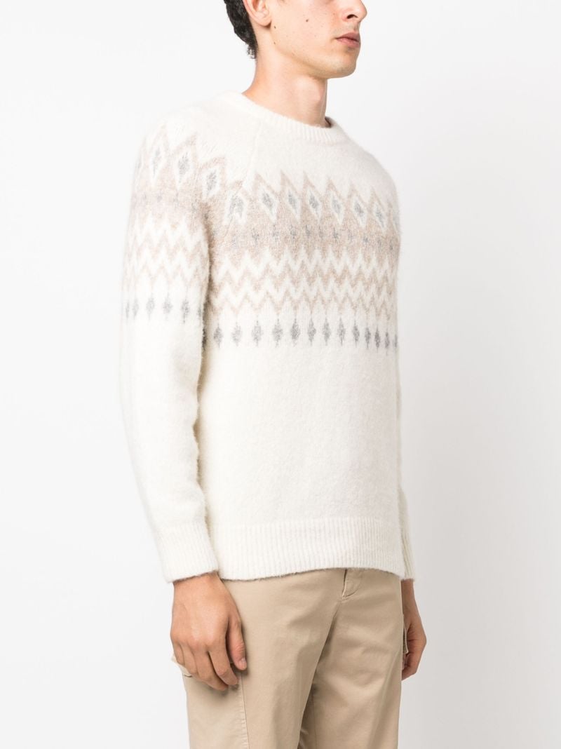 Neutral Fair Isle Intarsia-knit Sweater