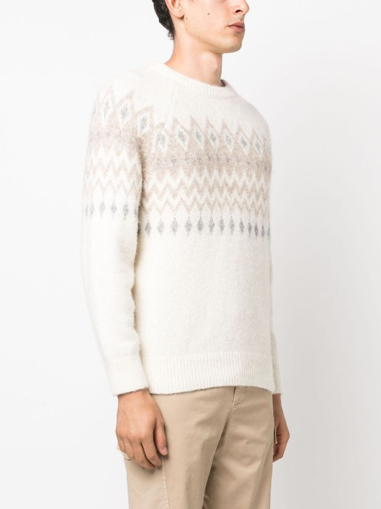 Neutral Fair Isle Intarsia-knit Sweater