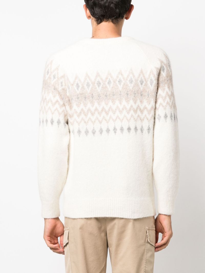 Neutral Fair Isle Intarsia-knit Sweater