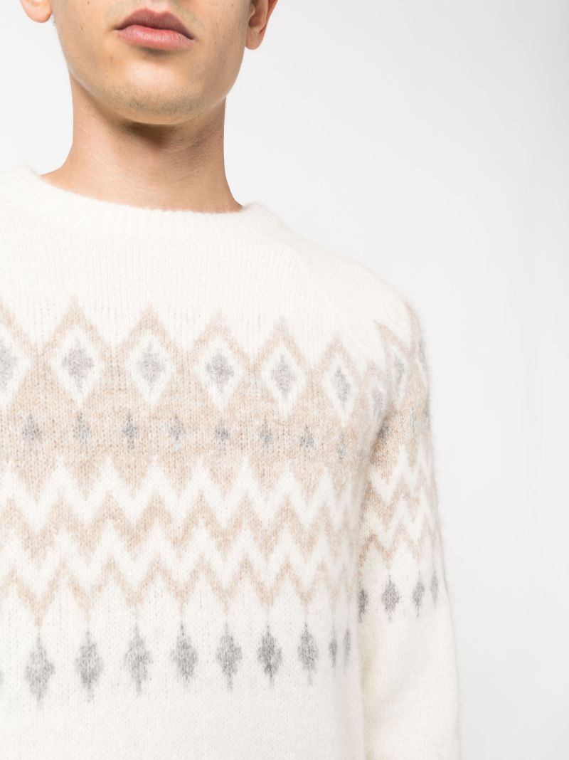 Neutral Fair Isle Intarsia-knit Sweater