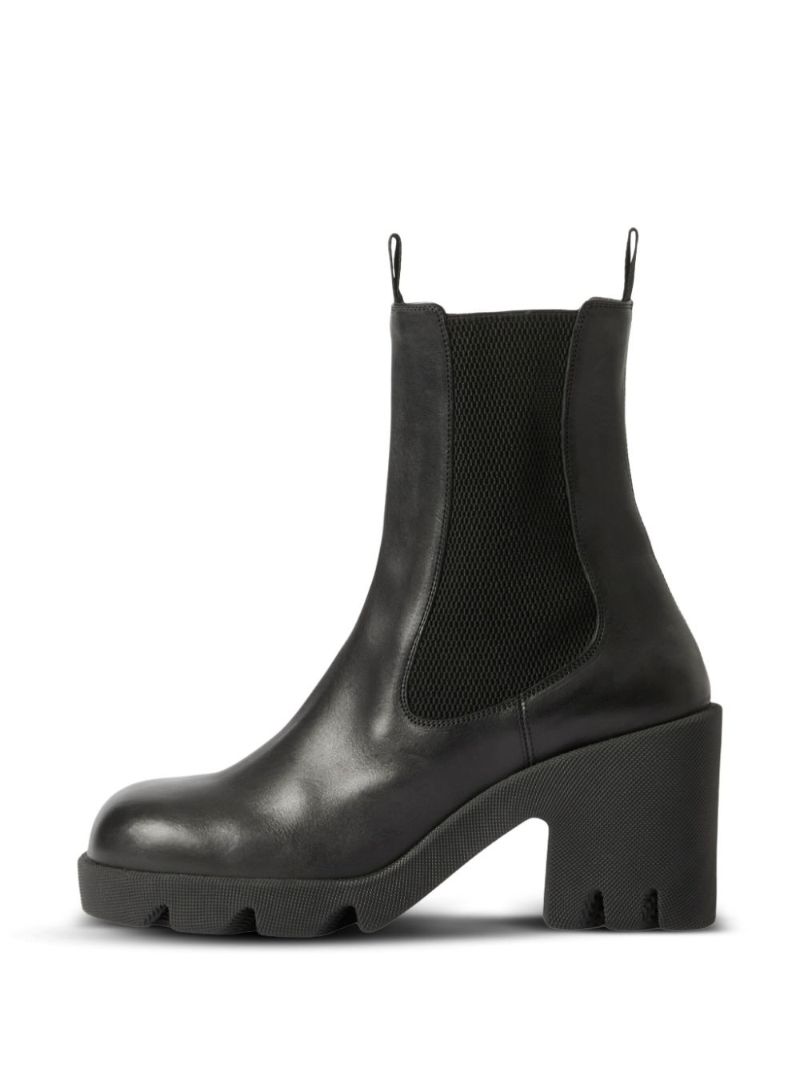 Black Elasticated-panel Leather Boots