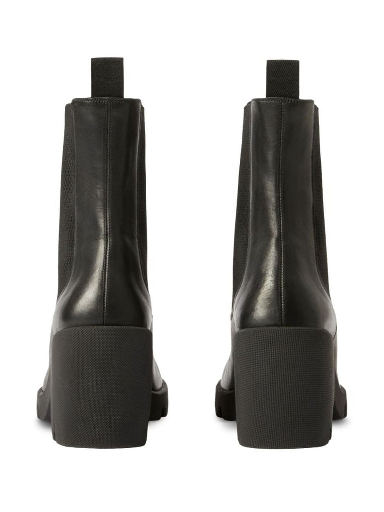 Black Elasticated-panel Leather Boots