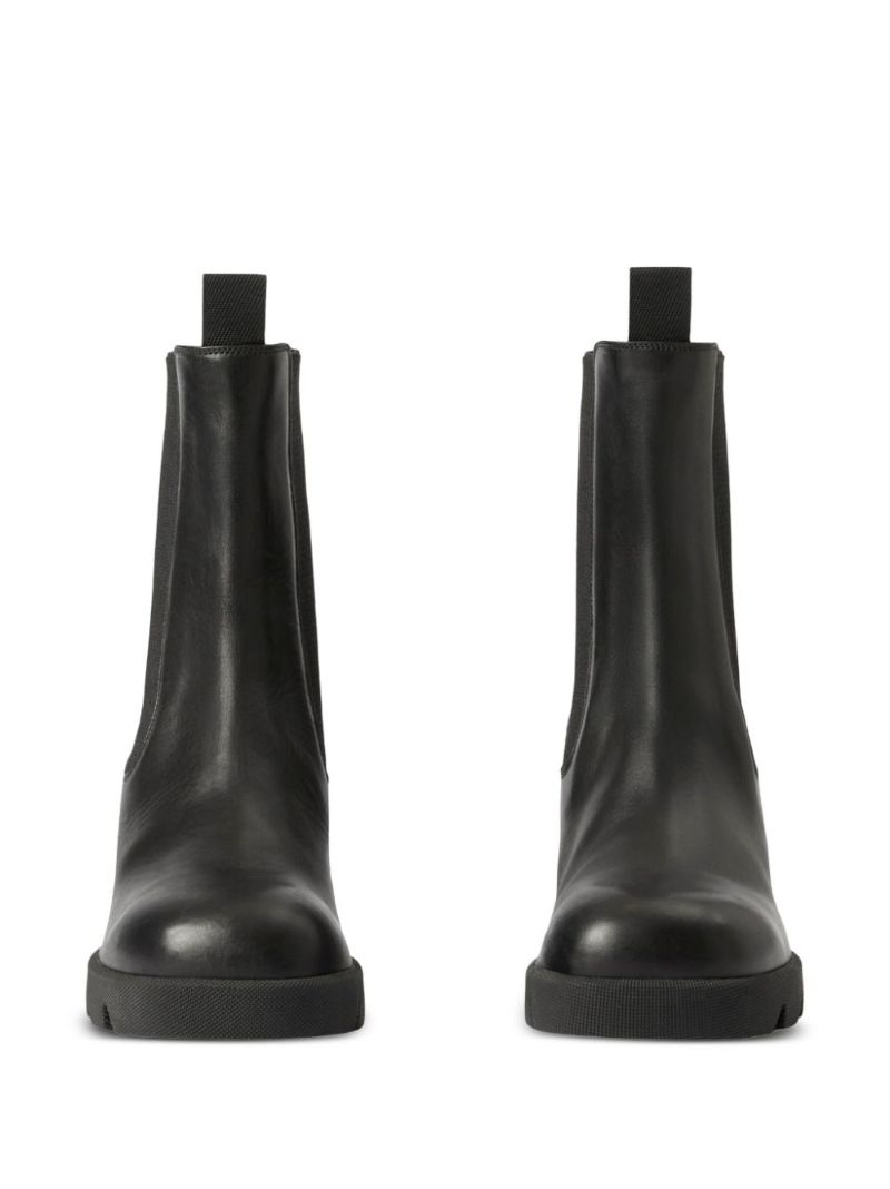 Black Elasticated-panel Leather Boots