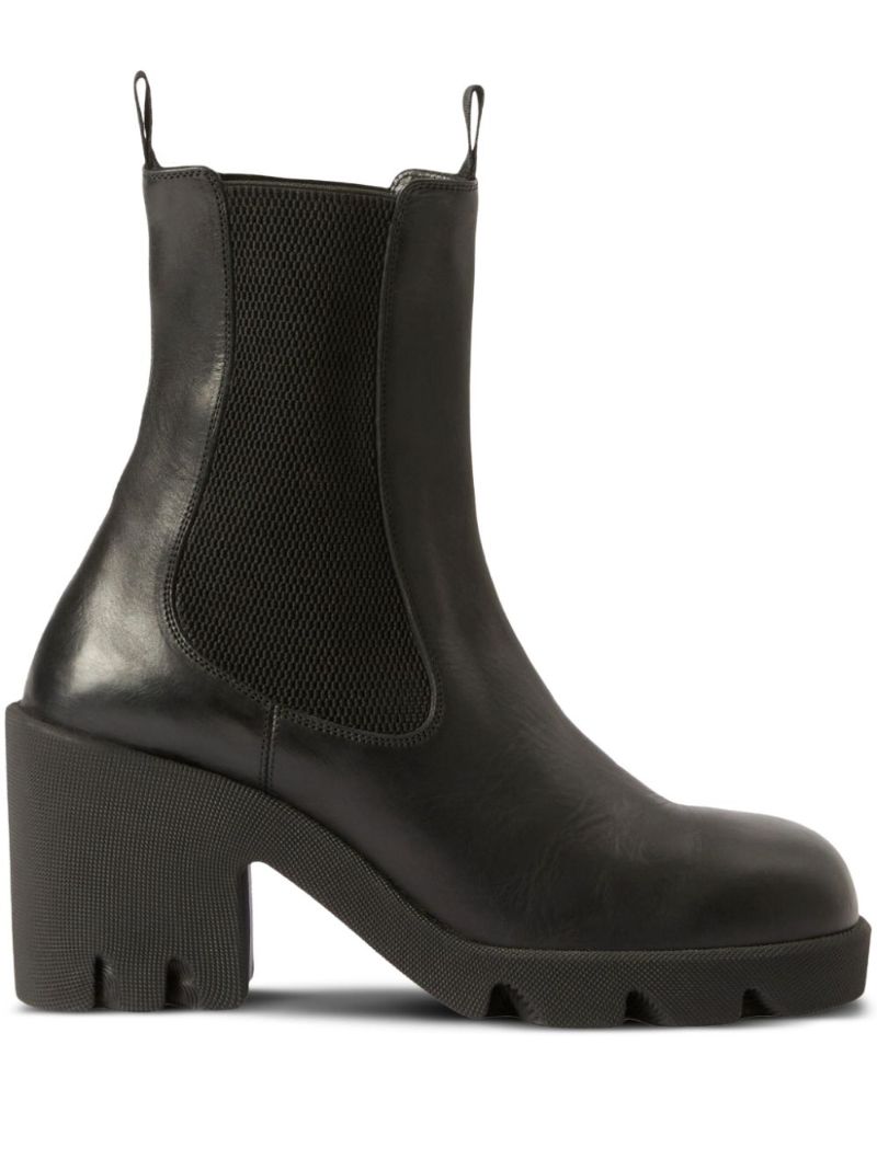 Black Elasticated-panel Leather Boots