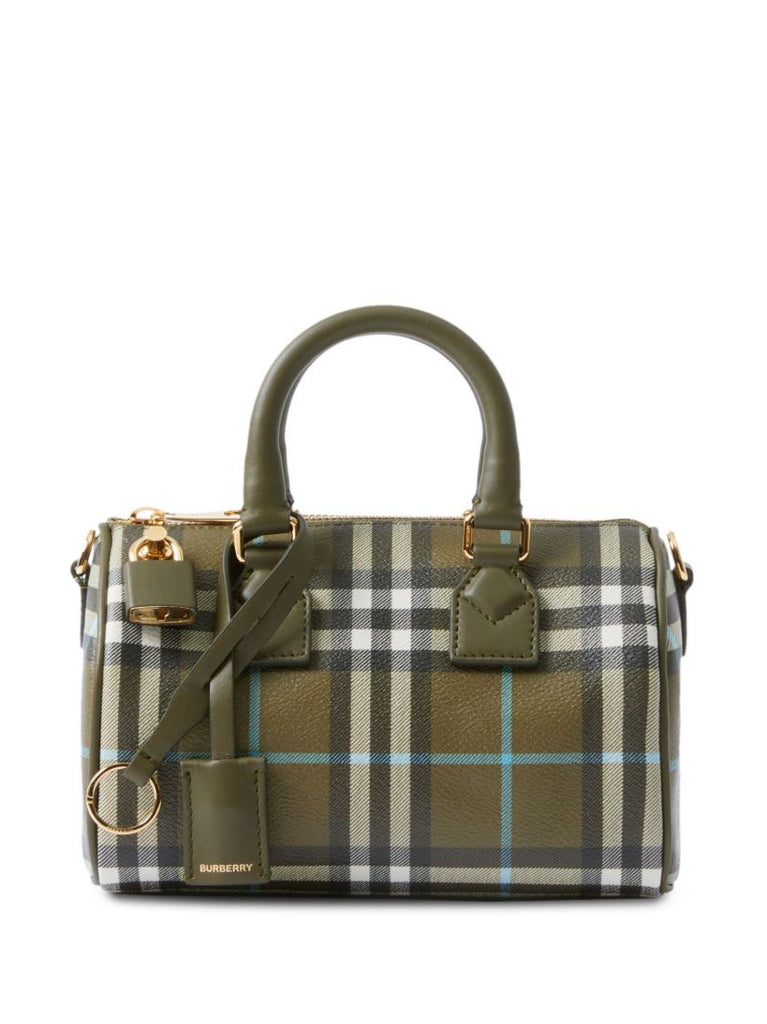 Green Vintage Check-print Mini Bowling Bag