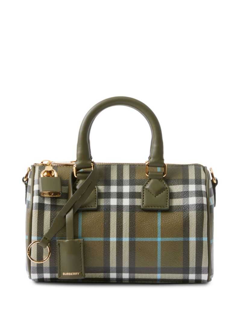 Green Vintage Check-print Mini Bowling Bag