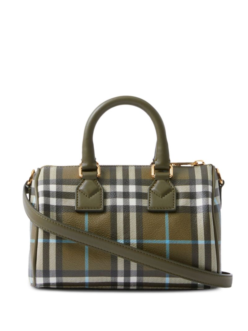 Green Vintage Check-print Mini Bowling Bag