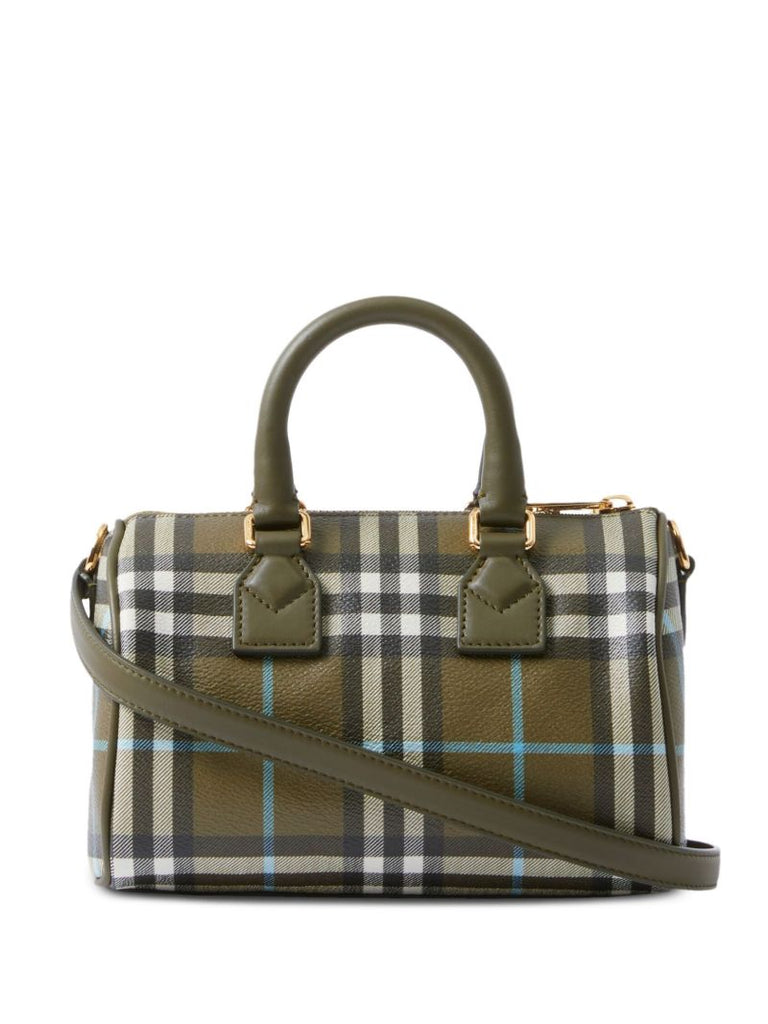 Green Vintage Check-print Mini Bowling Bag