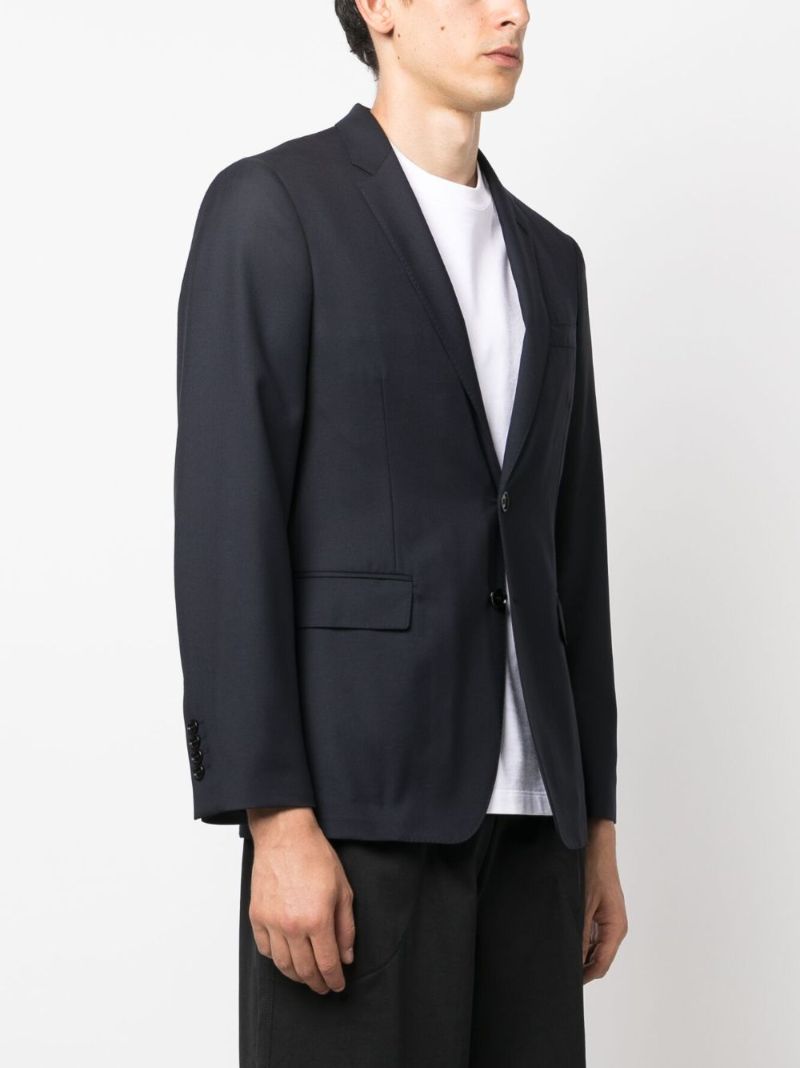 Blue Single-breasted Wool Blazer