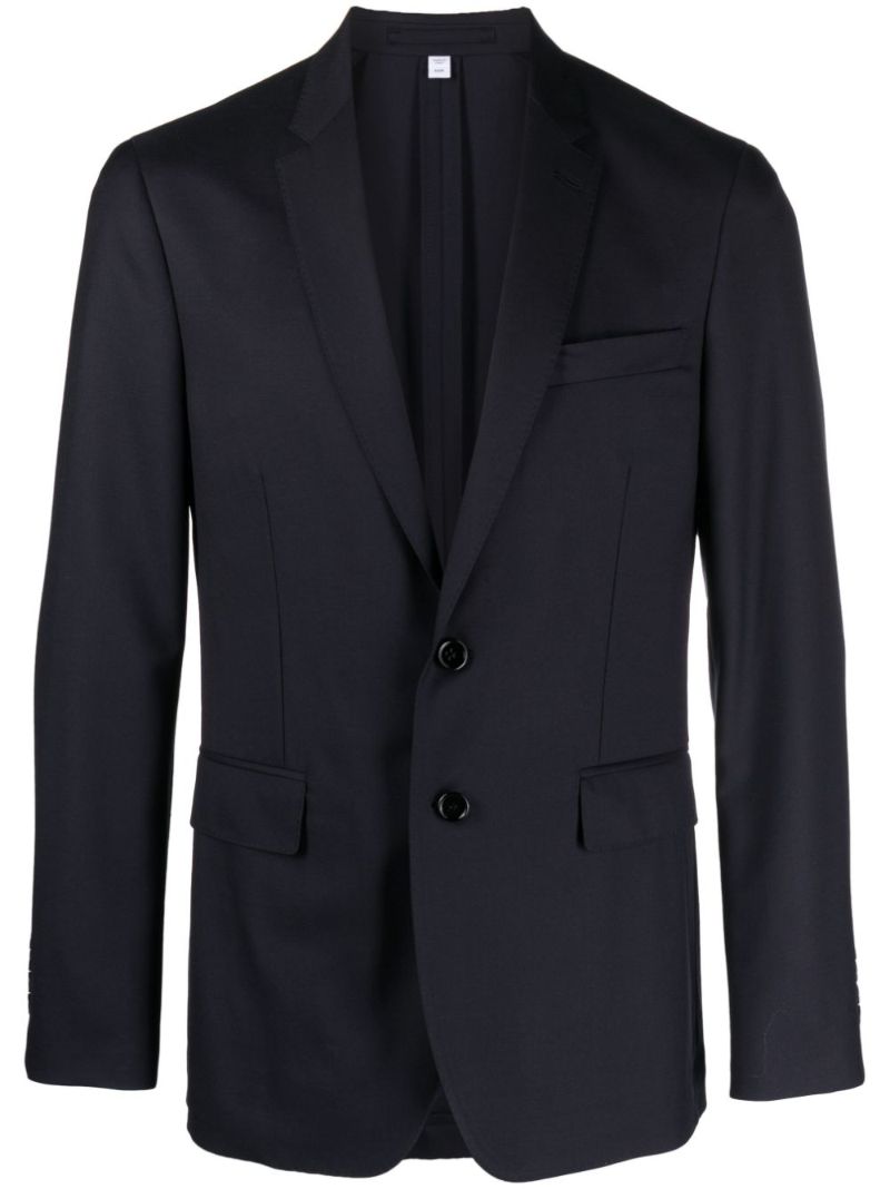 Blue Single-breasted Wool Blazer