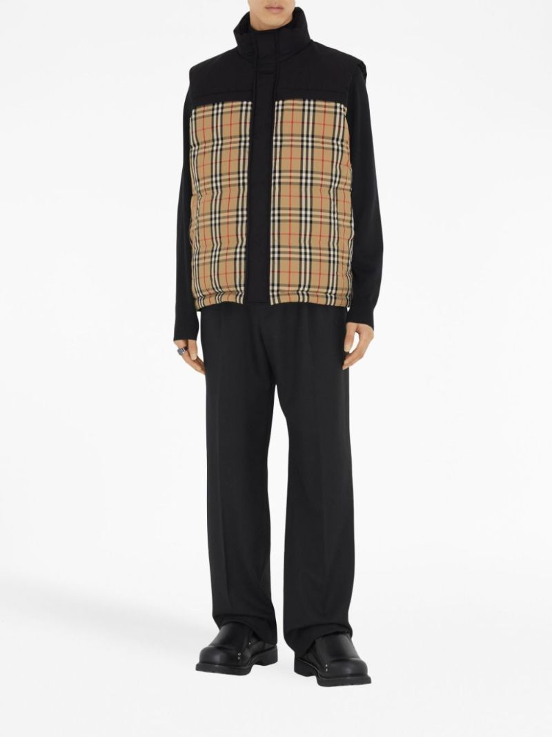 Black Check Panel Reversible Gilet