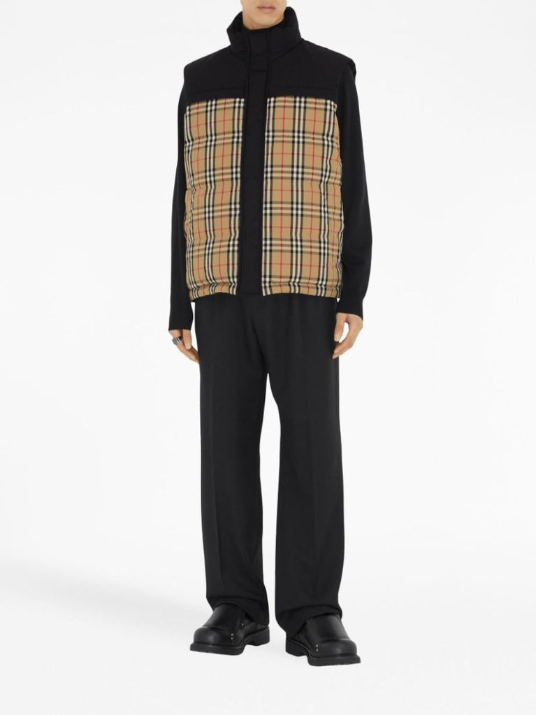 Black Check Panel Reversible Gilet