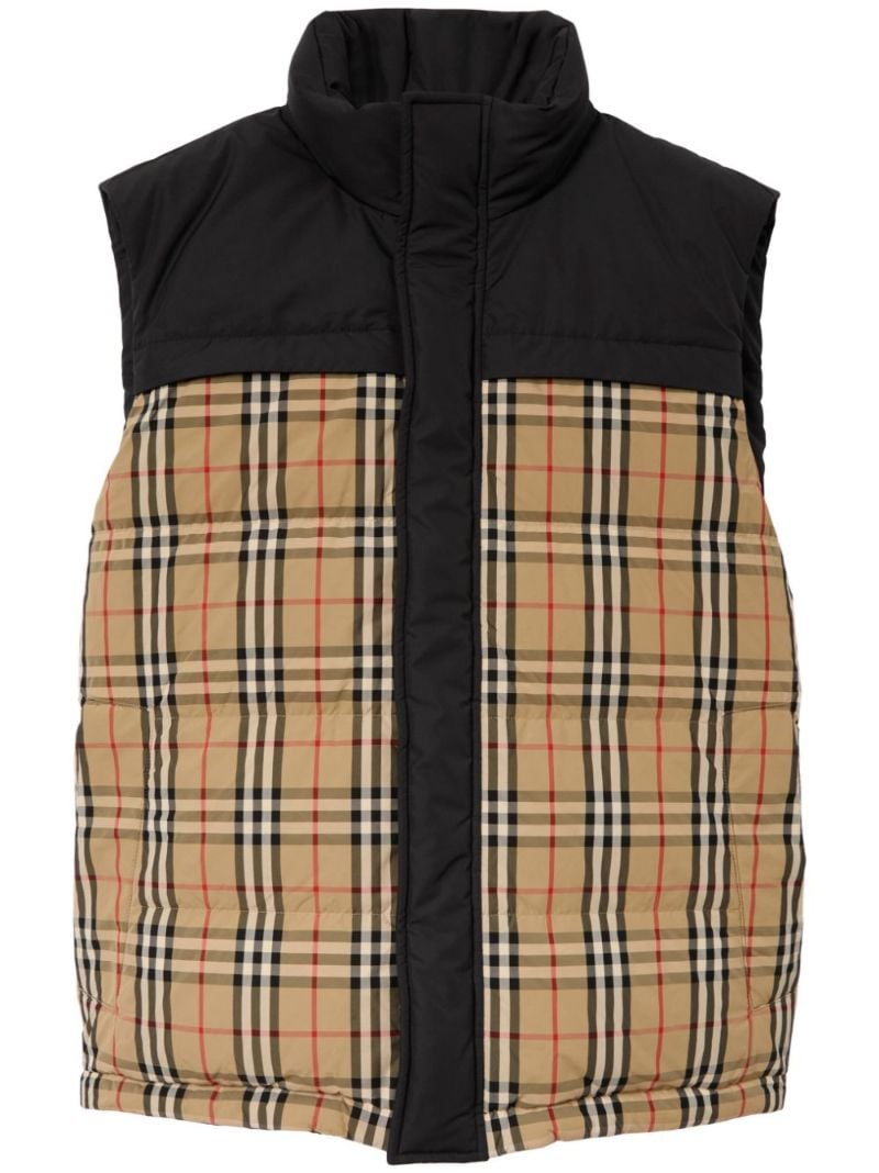 Black Check Panel Reversible Gilet