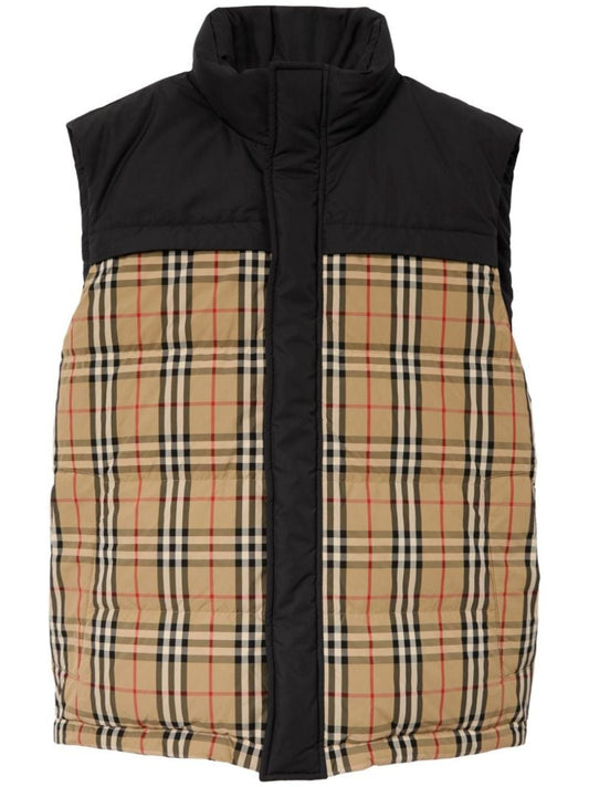 Black Check Panel Reversible Gilet