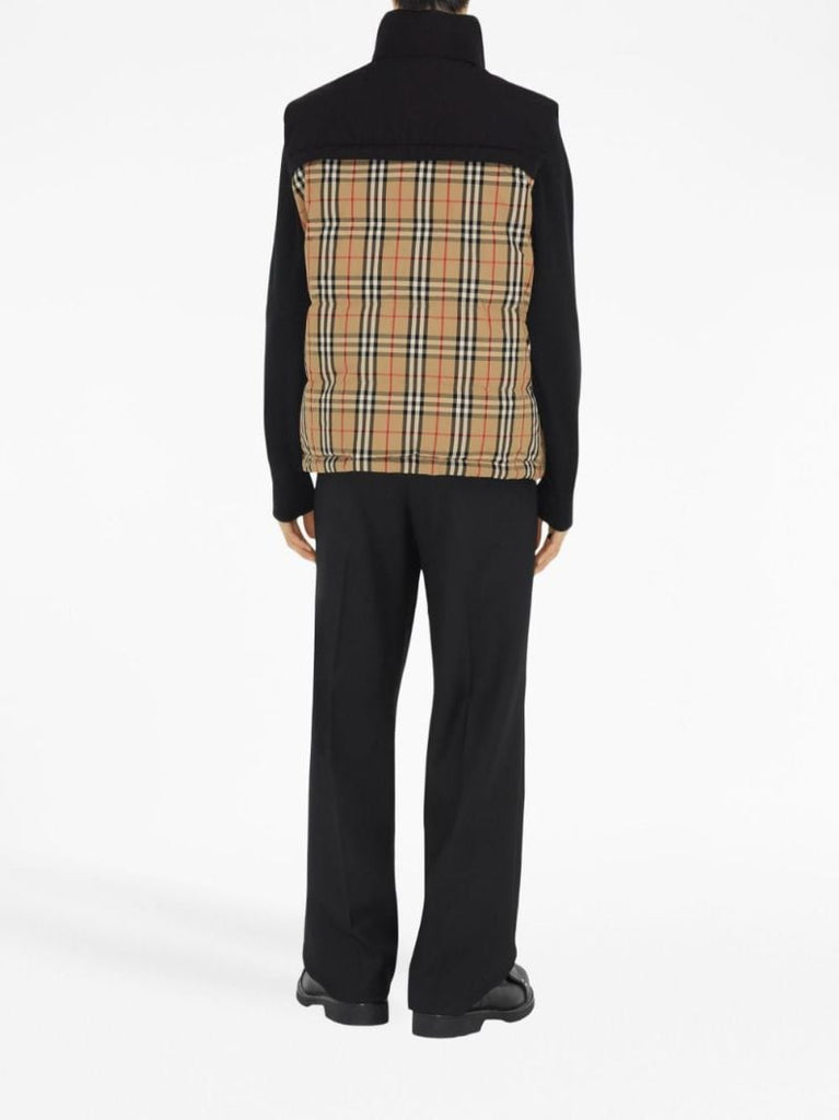 Black Check Panel Reversible Gilet