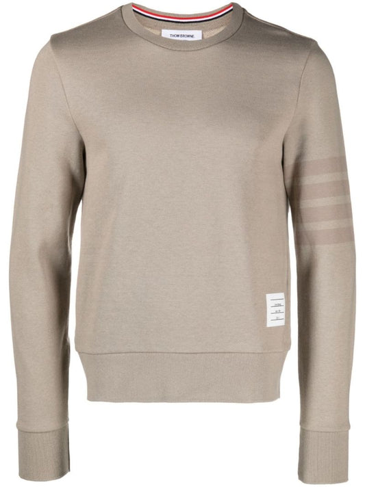 Brown 4-bar Stripes Cotton Sweatshirt