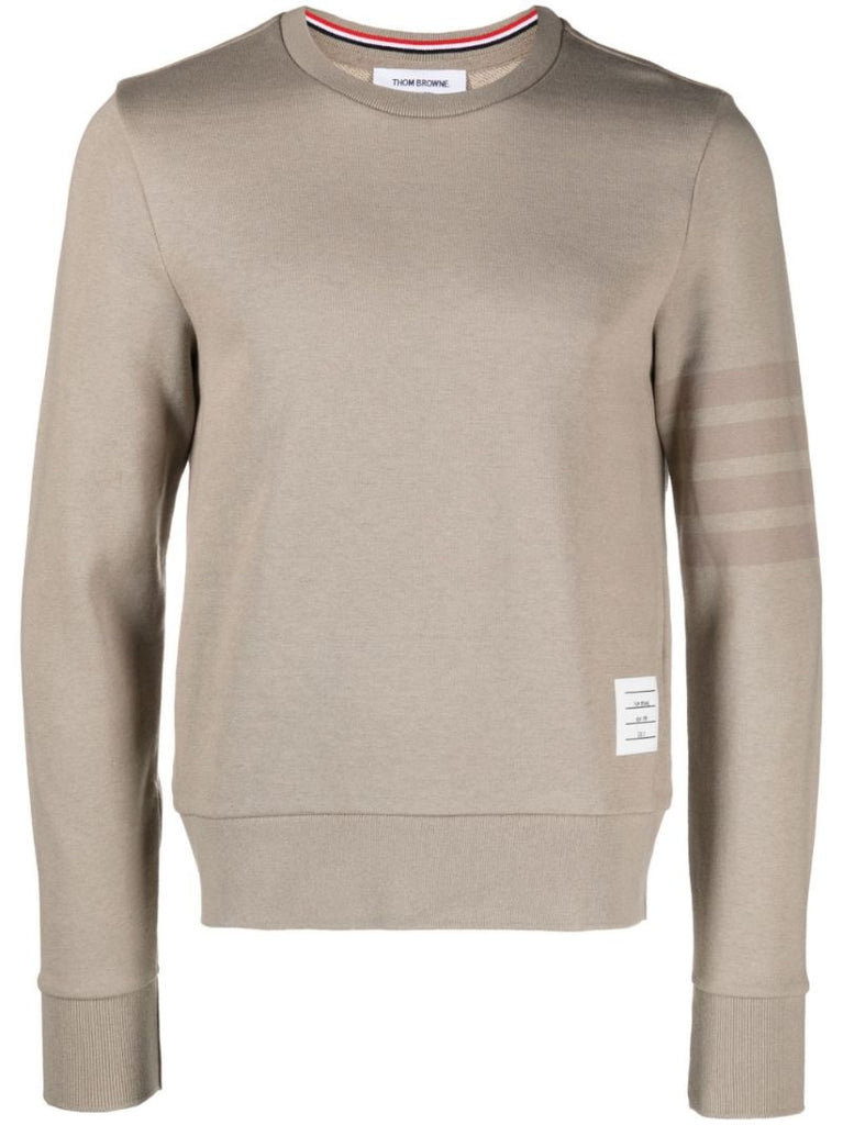 Brown 4-bar Stripes Cotton Sweatshirt