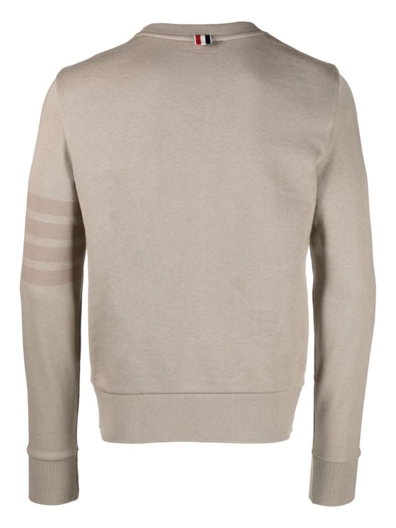 Brown 4-bar Stripes Cotton Sweatshirt