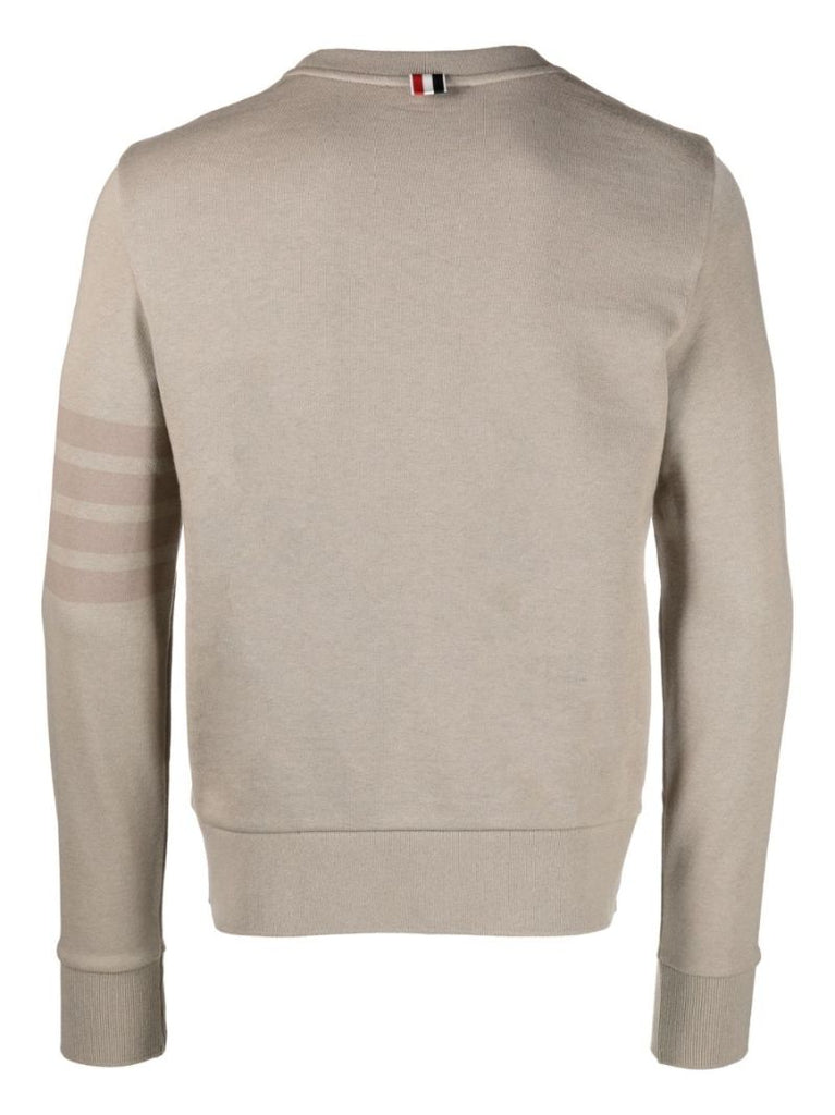 Brown 4-bar Stripes Cotton Sweatshirt