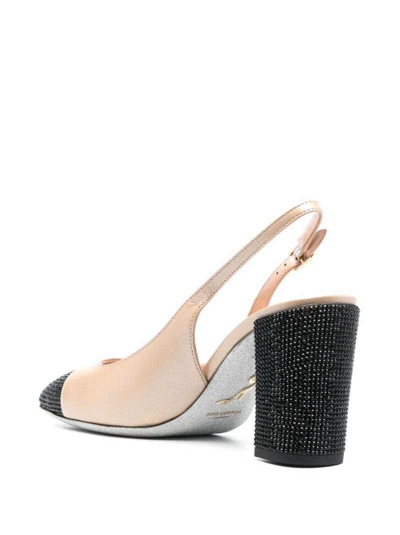 Neutral 80 Crystal Leather Slingback Pumps