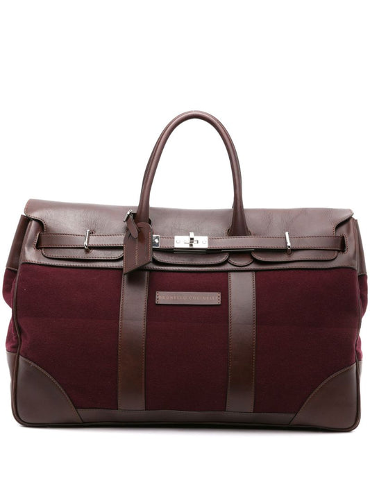 Purple Leather-trim Holdall Bag