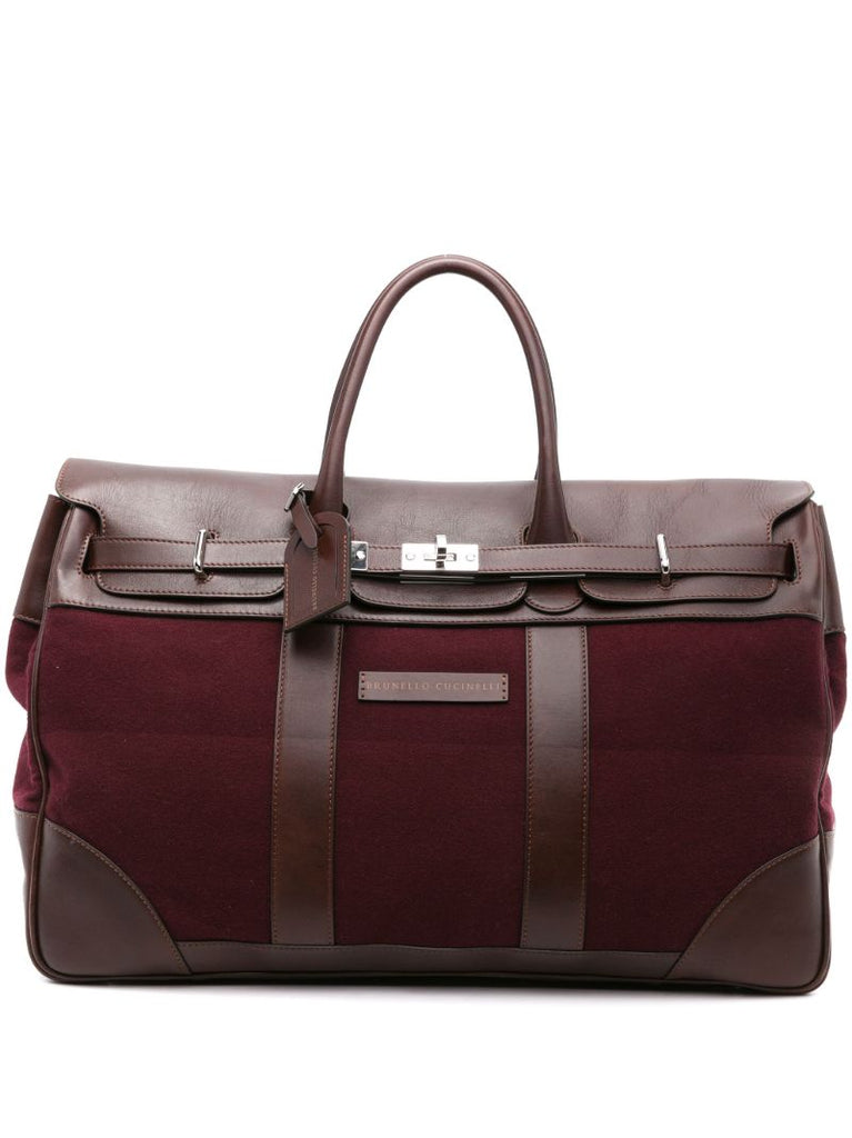 Purple Leather-trim Holdall Bag