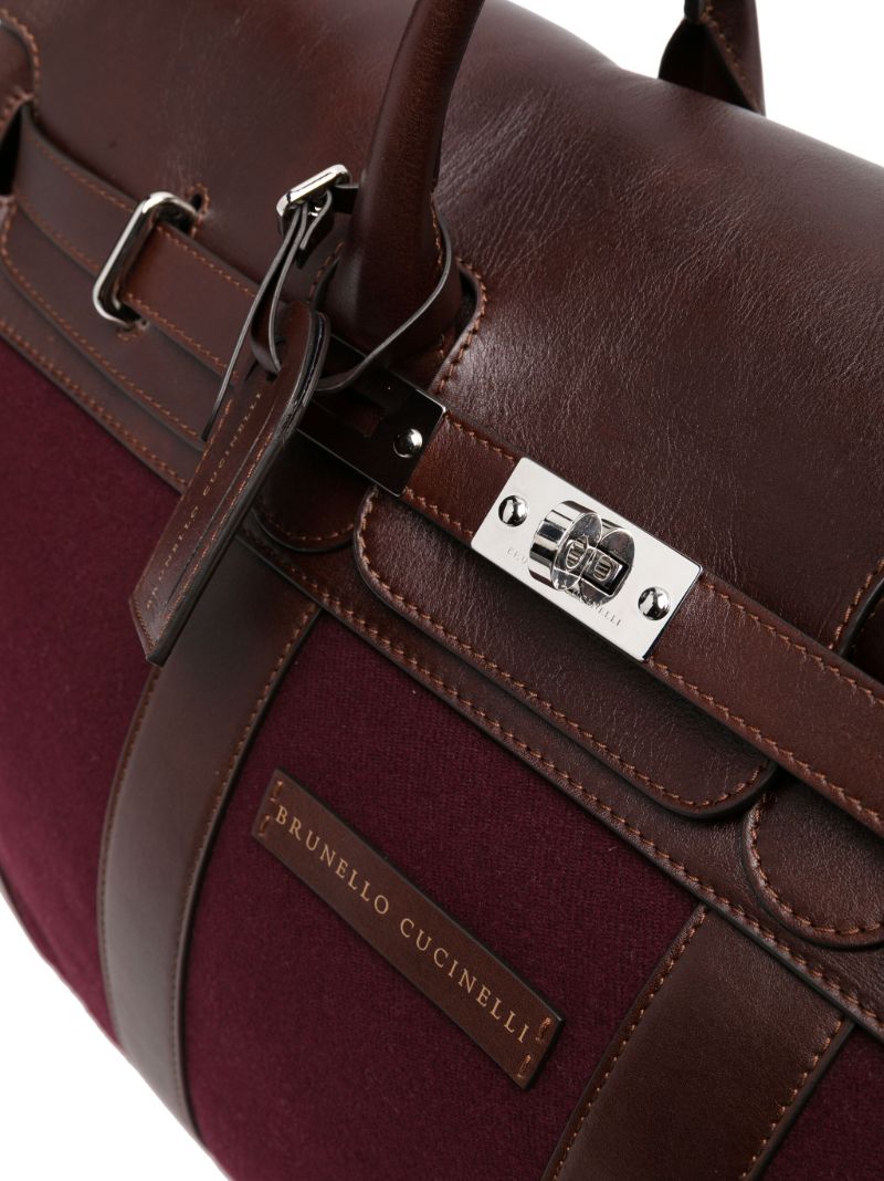 Purple Leather-trim Holdall Bag