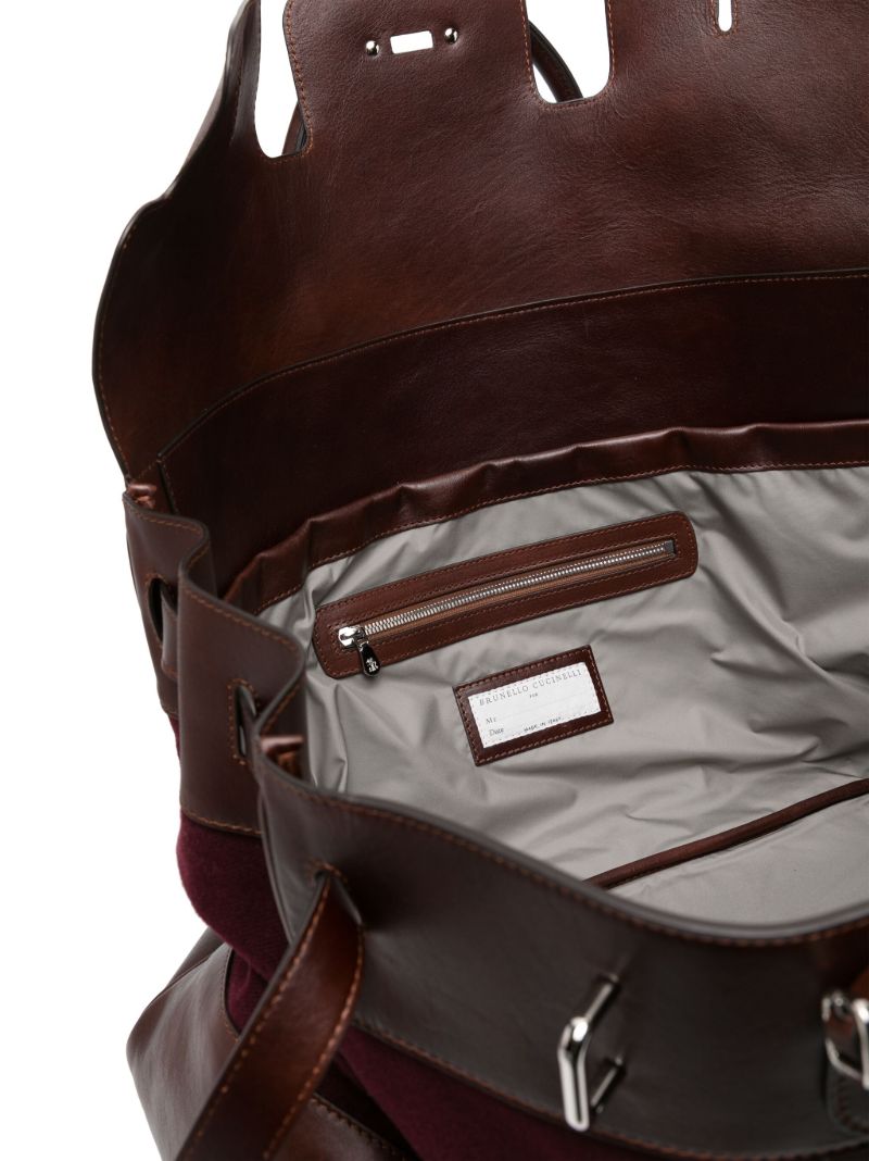 Purple Leather-trim Holdall Bag