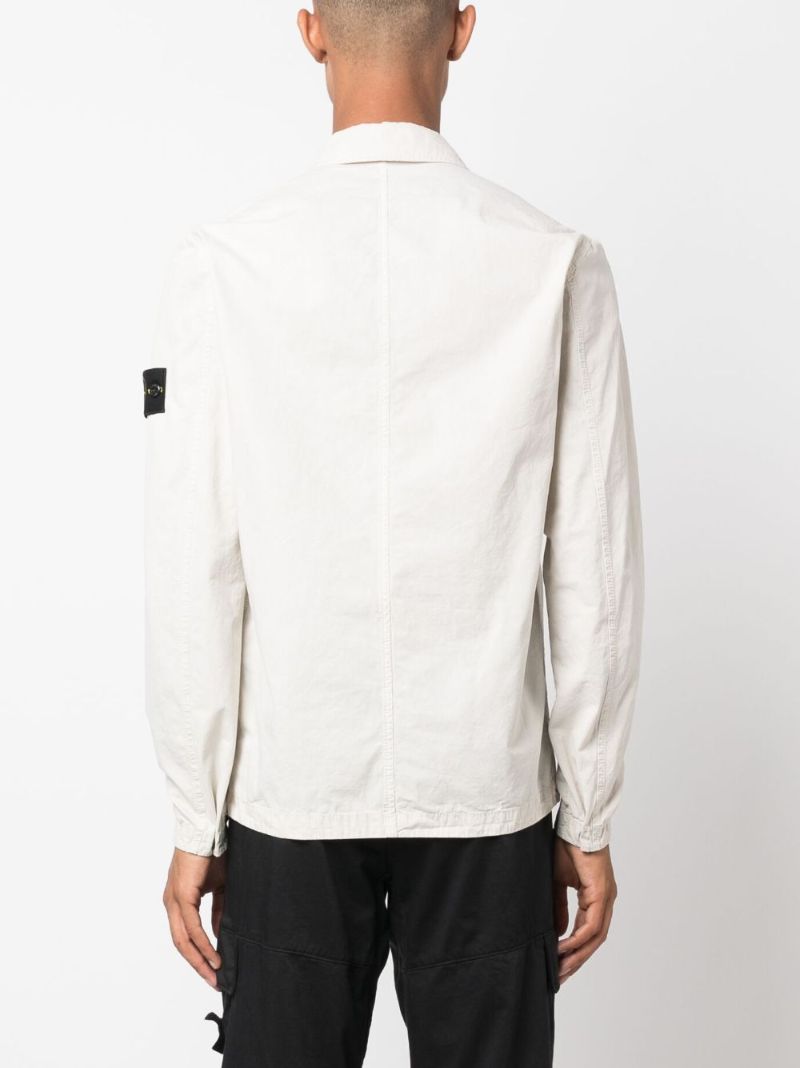 White Compass-patch Shirt Jacket