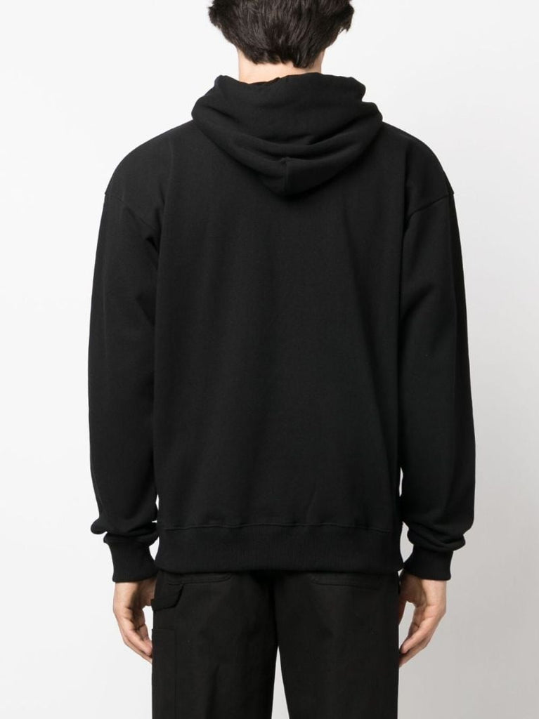 Black Graphic-print Drawstring Hoodie