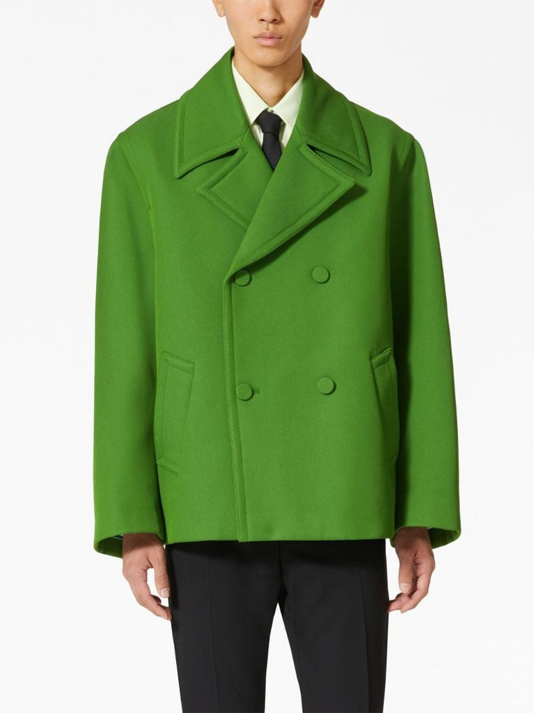 Green Double-breasted Virgin-wool Coat