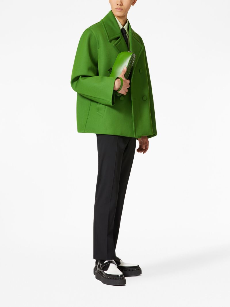 Green Double-breasted Virgin-wool Coat