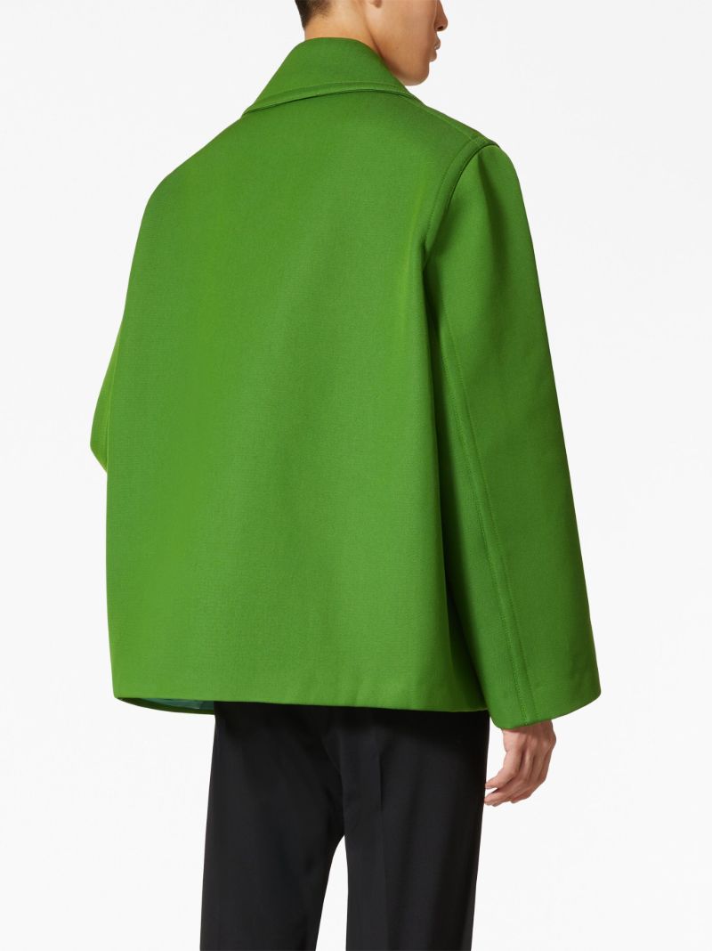 Green Double-breasted Virgin-wool Coat