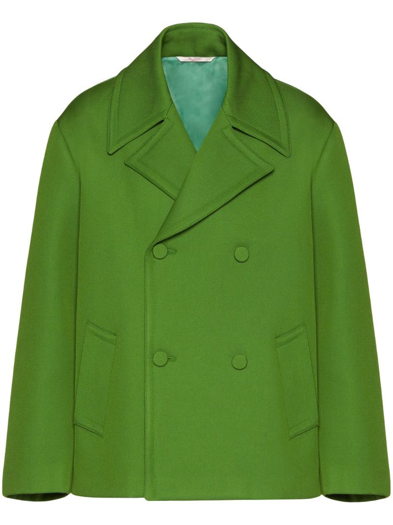 Green Double-breasted Virgin-wool Coat