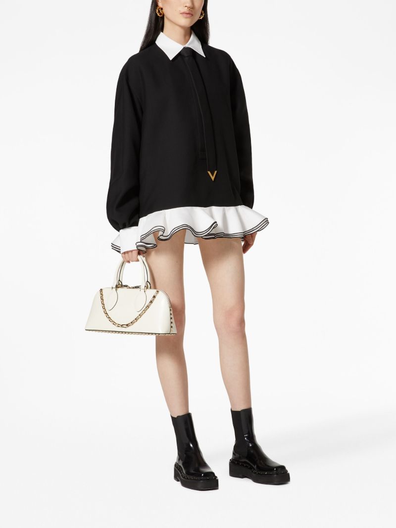 White Rockstud Medium Top Handle Bag