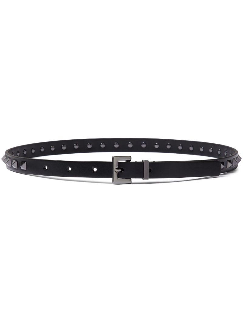 Black Rockstud Leather Buckle Belt