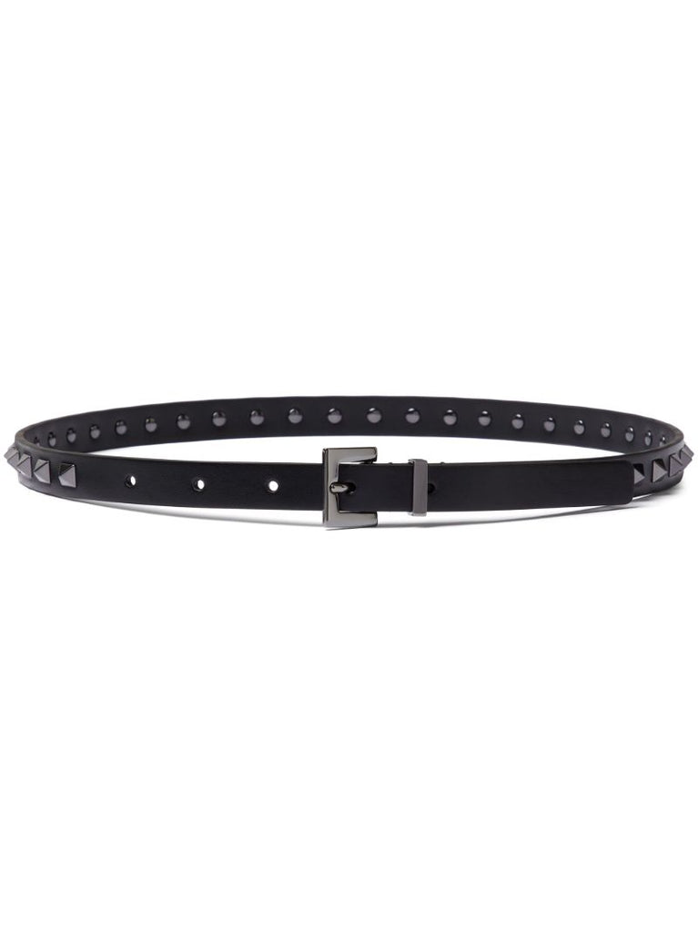 Black Rockstud Leather Buckle Belt