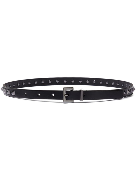 Black Rockstud Leather Buckle Belt