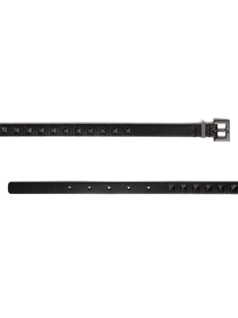 Black Rockstud Leather Buckle Belt