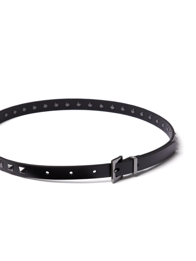 Black Rockstud Leather Buckle Belt