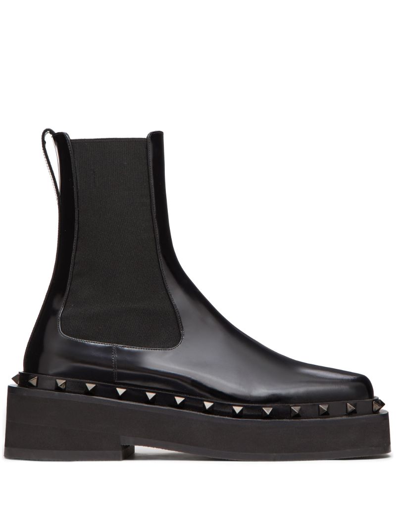 Black M-way Rockstud Beatle Boots