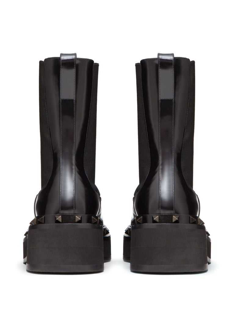 Black M-way Rockstud Beatle Boots